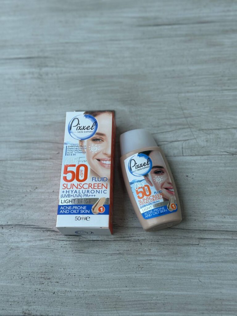 فلوئید ضد آفتاب رنگی پیکسل SPF 50 بژ روشن پوست چرب